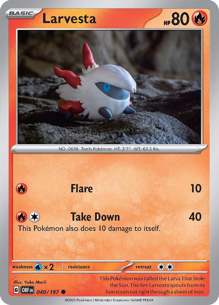 2023 Pokemon: SV03: Obsidian Flames (OBF) - Larvesta (#040/197, Common) (, Near Mint)