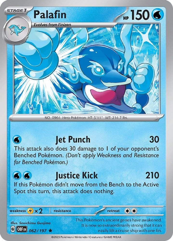 2023 Pokemon: SV03: Obsidian Flames (OBF) - Palafin (#062/197, Rare) (Holofoil, Near Mint)