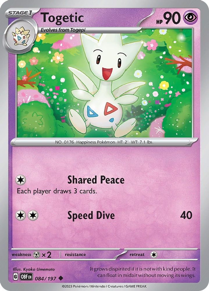 2023 Pokemon: SV03: Obsidian Flames (OBF) - Togetic (#084/197, Uncommon) (Reverse Holofoil, Near Mint)