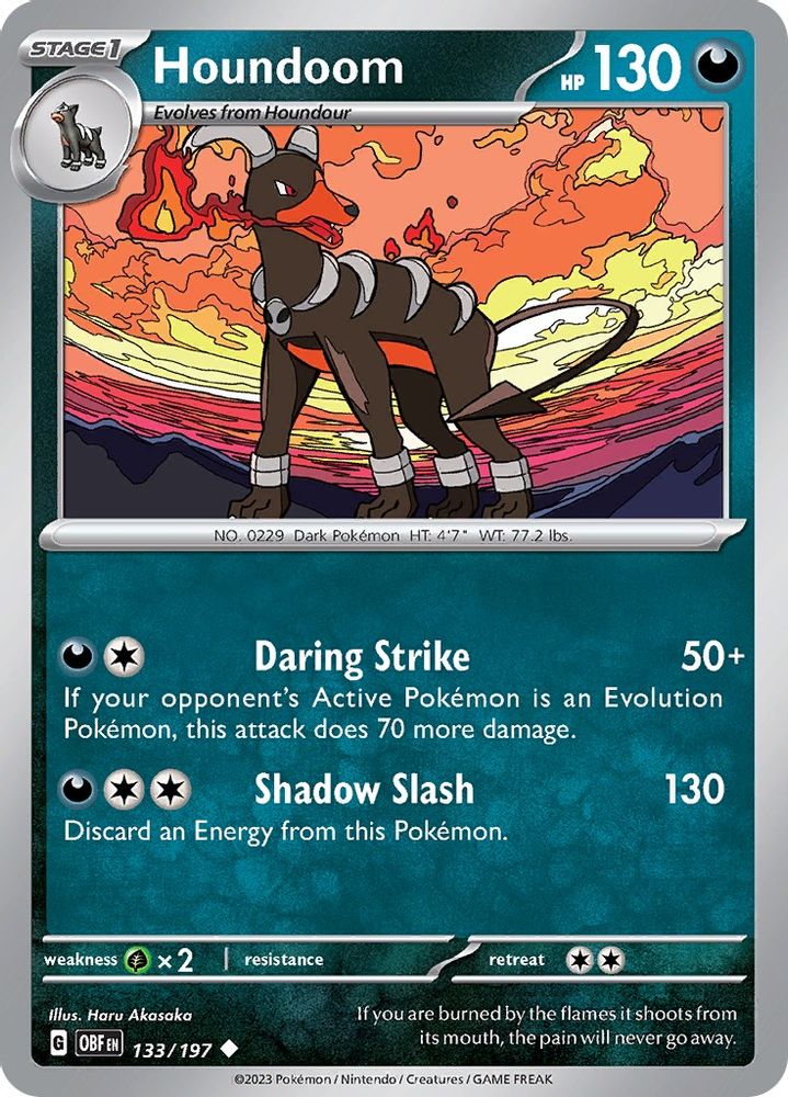 2023 Pokemon: SV03: Obsidian Flames (OBF) - Houndoom (#133/197, Uncommon) (, Near Mint)