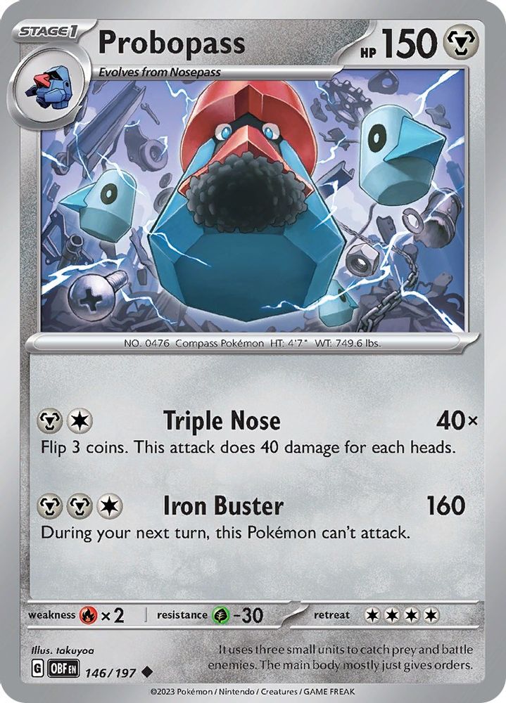 2023 Pokemon: SV03: Obsidian Flames (OBF) - Probopass (#146/197, Uncommon) (, Near Mint)