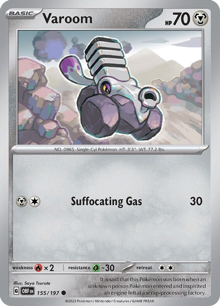 2023 Pokemon: SV03: Obsidian Flames (OBF) - Varoom - 155/197 (#155/197, Common) (Reverse Holofoil, Near Mint)