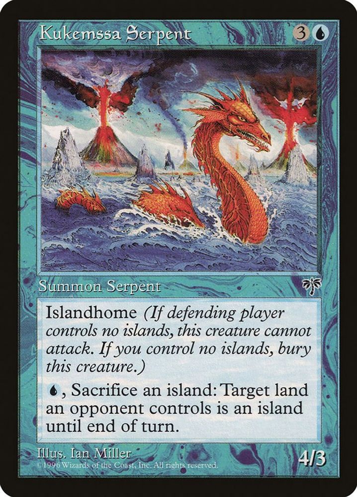 1996 Magic: The Gathering: Mirage (MIR) - Kukemssa Serpent (#72, Common) (, Near Mint)