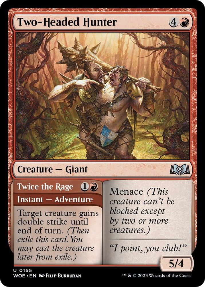 2023 Magic: The Gathering: Wilds of Eldraine (WOE) - Two Headed Hunter (#155, Uncommon) (, Near Mint)