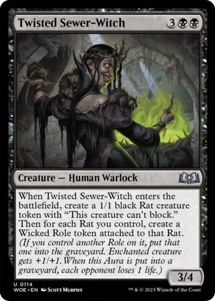 2023 Magic: The Gathering: Wilds of Eldraine (WOE) - Twisted Sewer Witch (#114, Uncommon) (, Near Mint)