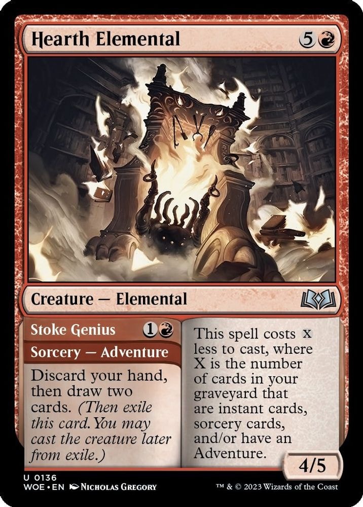 2023 Magic: The Gathering: Wilds of Eldraine (WOE) - Hearth Elemental (#136, Uncommon) (, Near Mint)