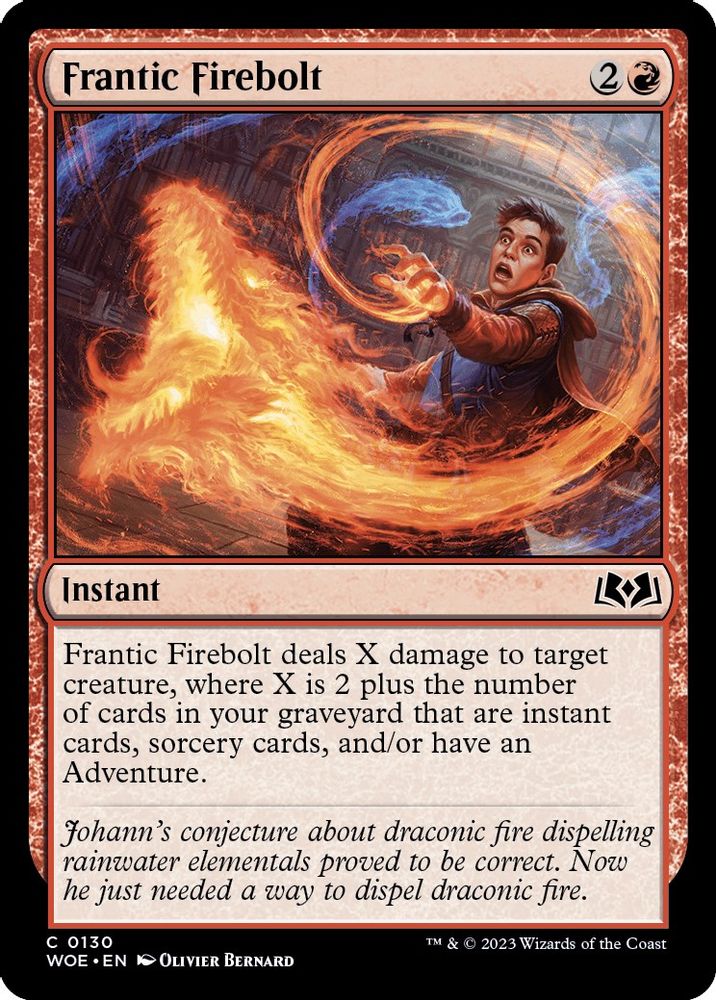 2023 Magic: The Gathering: Wilds of Eldraine (WOE) - Frantic Firebolt (#130, Common)