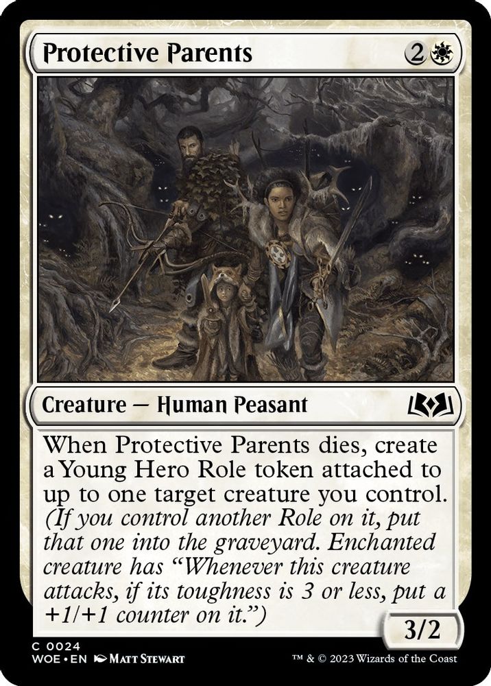 2023 Magic: The Gathering: Wilds of Eldraine (WOE) - Protective Parents (#24, Common) (, Near Mint)