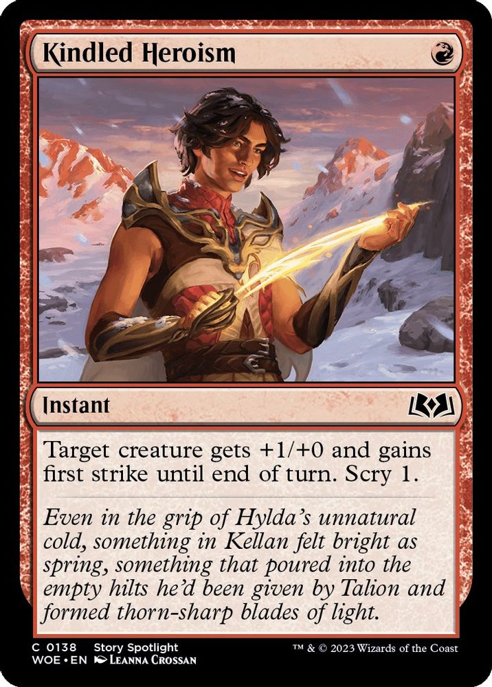 2023 Magic: The Gathering: Wilds of Eldraine (WOE) - Kindled Heroism (#138, Common) (, Near Mint)