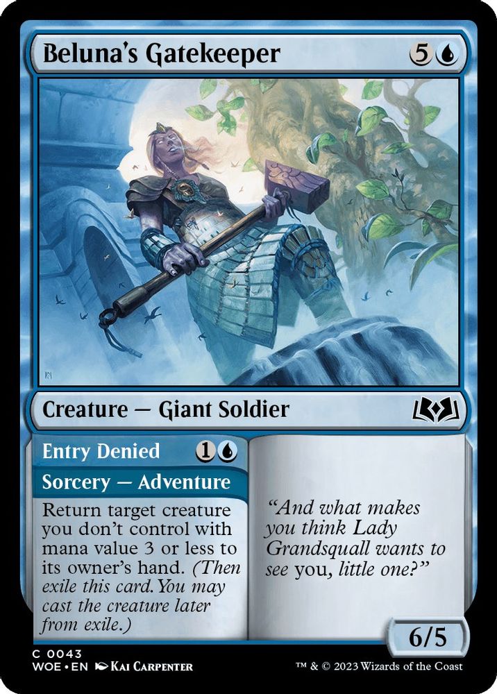 2023 Magic: The Gathering: Wilds of Eldraine (WOE) - Belunas Gatekeeper (#43, Common)