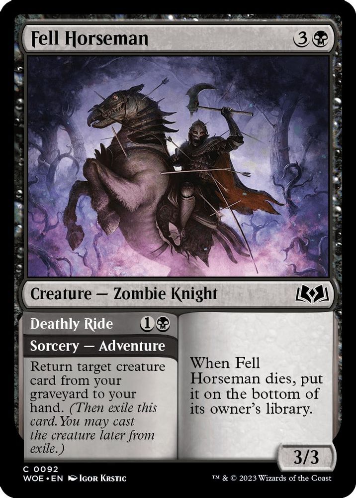 2023 Magic: The Gathering: Wilds of Eldraine (WOE) - Fell Horseman (#92, Common) (, Near Mint)