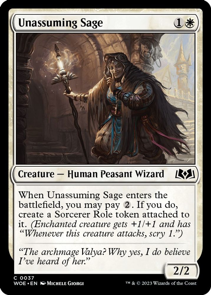 2023 Magic: The Gathering: Wilds of Eldraine (WOE) - Unassuming Sage (#37, Common) (, Near Mint)