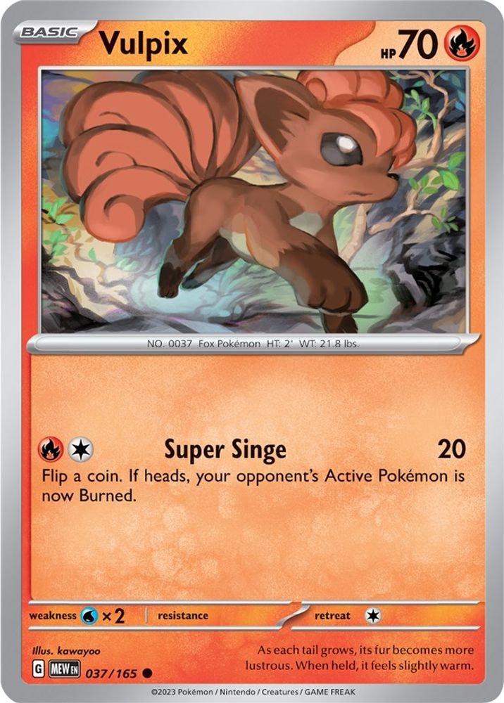 2023 Pokemon: SV: Scarlet & Violet 151 (MEW) - Vulpix (#037/165, Common) (Reverse Holofoil, Near Mint)