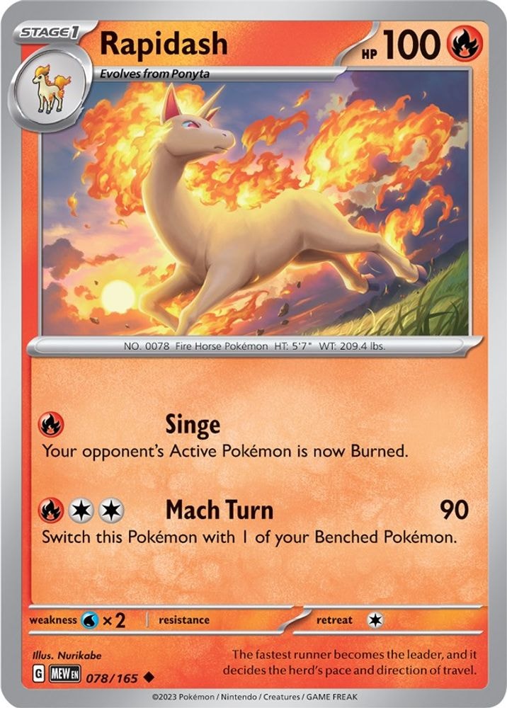 2023 Pokemon: SV: Scarlet & Violet 151 (MEW) - Rapidash (#078/165, Uncommon) (Reverse Holofoil, Near Mint)