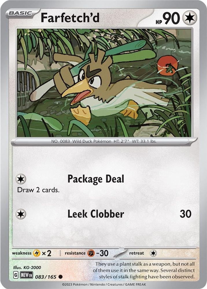 2023 Pokemon: SV: Scarlet & Violet 151 (MEW) - Farfetch'd (#083/165, Common) (Reverse Holofoil, Near Mint)