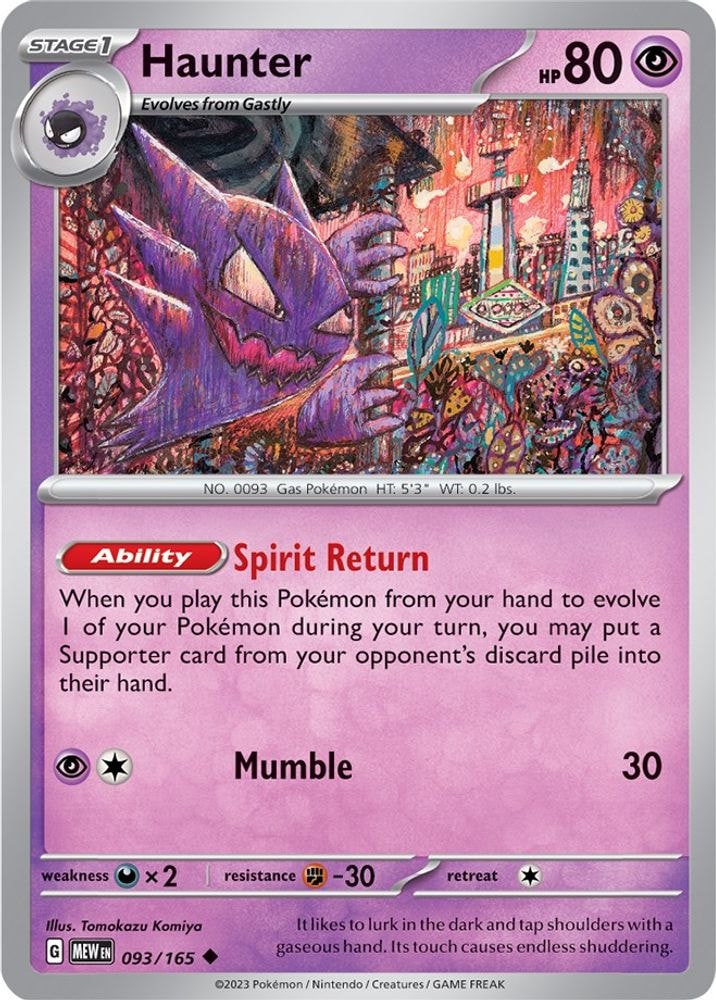 2023 Pokemon: SV: Scarlet & Violet 151 (MEW) - Haunter (#093/165, Uncommon)