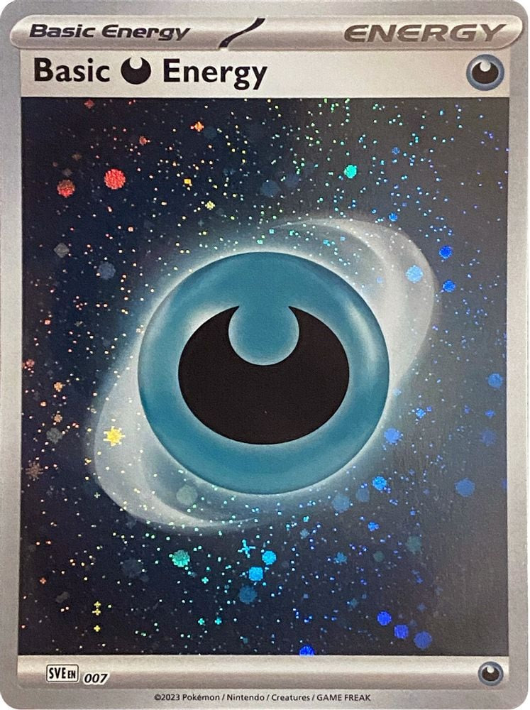 2023 Pokemon: SVE: Scarlet & Violet Energies (SVE) - Basic Darkness Energy (Cosmos Holo) (#007, Common) (Holofoil, Near Mint)