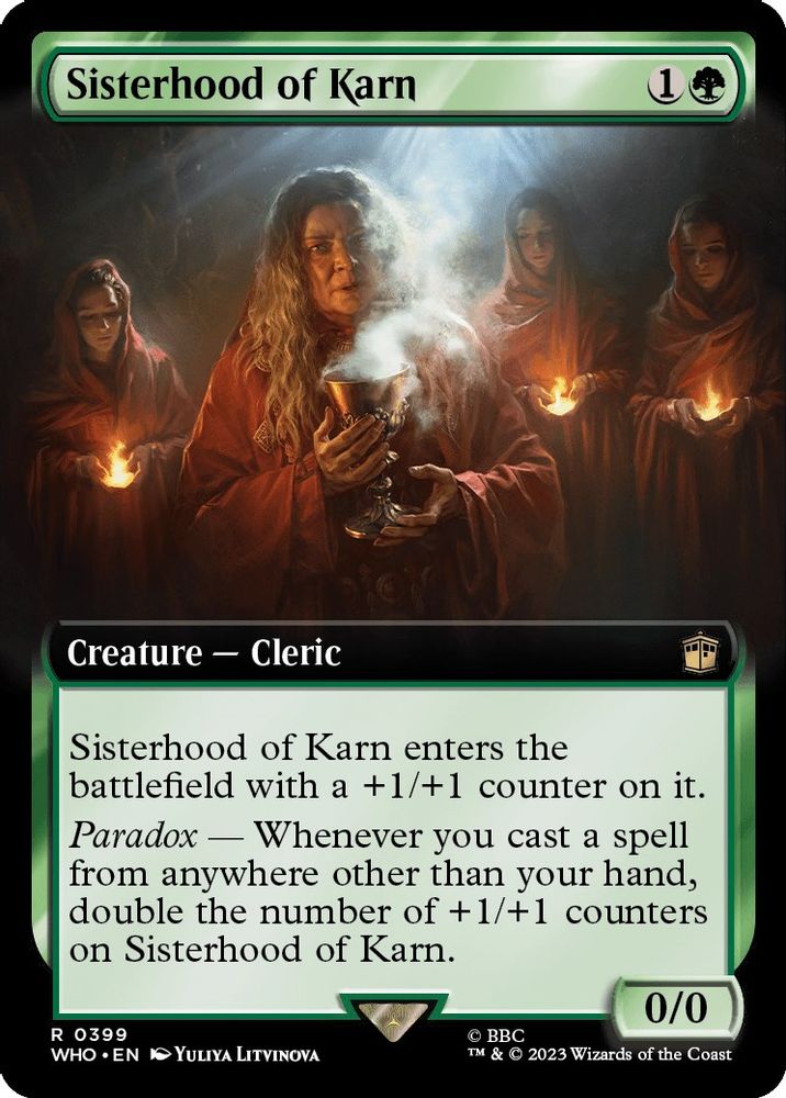 2023 Magic: The Gathering: Universes Beyond: Doctor Who (WHO) - Sisterhood of Karn Extended Art (#399, Rare) (Foil, Near Mint)