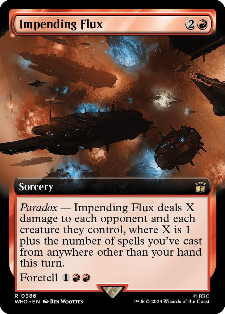 2023 Magic: The Gathering: Universes Beyond: Doctor Who (WHO) - Impending Flux Extended Art (#386, Rare)