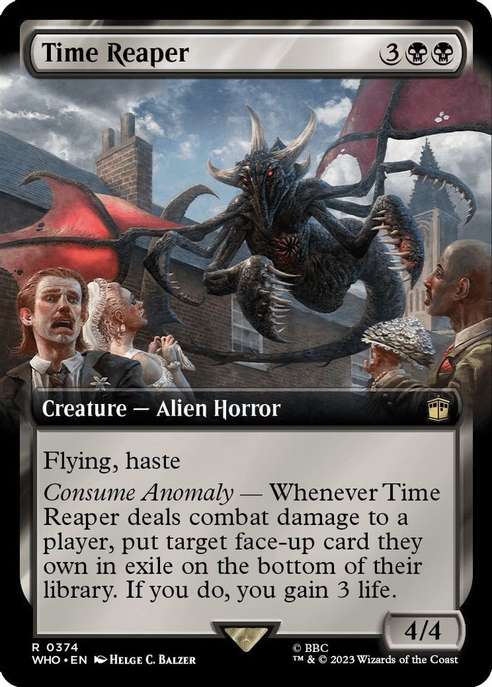 2023 Magic: The Gathering: Universes Beyond: Doctor Who (WHO) - Time Reaper Extended Art (#374, Rare) (, Near Mint)