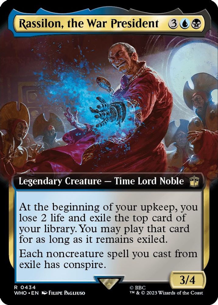 2023 Magic: The Gathering: Universes Beyond: Doctor Who (WHO) - Rassilon the War President Extended Art (#434, Rare) (, Near Mint)