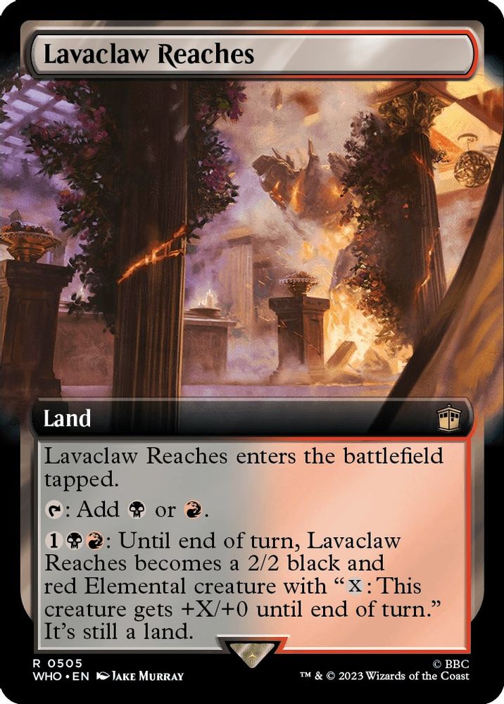 2023 Magic: The Gathering: Universes Beyond: Doctor Who (WHO) - Lavaclaw Reaches Extended Art (#505, Rare) (Foil, Near Mint)