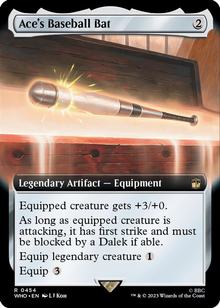2023 Magic: The Gathering: Universes Beyond: Doctor Who (WHO) - Aces Baseball Bat Extended Art (#454, Rare) (Foil, Near Mint)