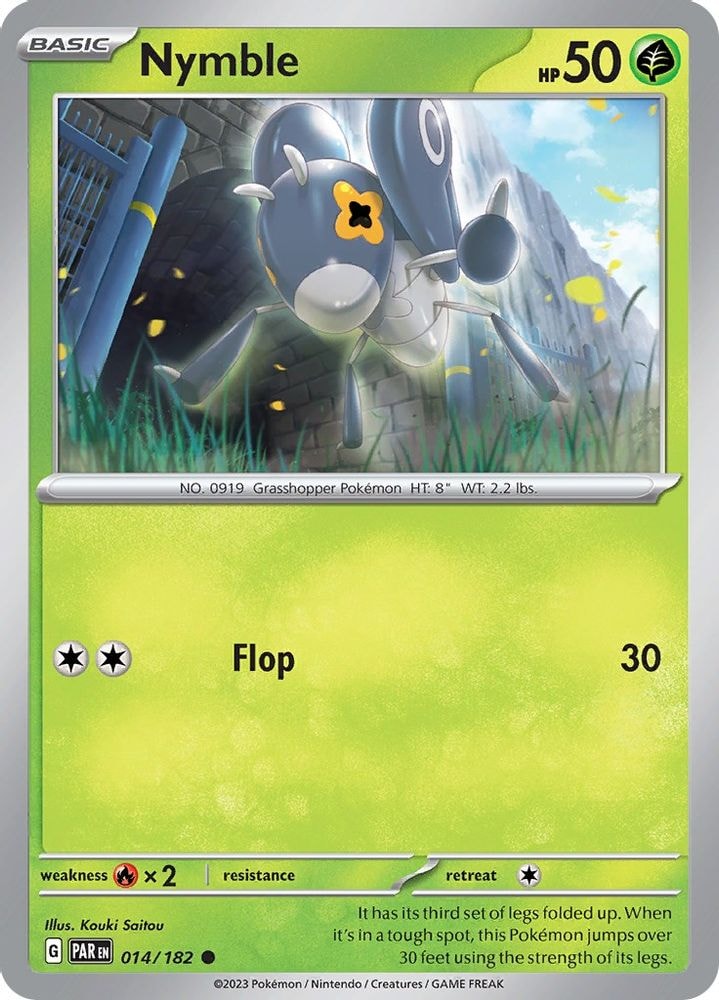 2023 Pokemon: SV04: Paradox Rift (PAR) - Nymble - 014/182 (#014/182, Common) (Reverse Holofoil, Near Mint)
