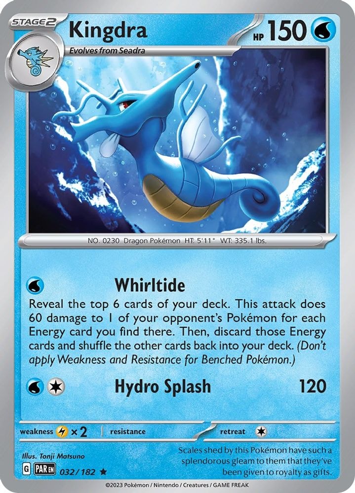 2023 Pokemon: SV04: Paradox Rift (PAR) - Kingdra (#032/182, Rare) (Holofoil, Near Mint)
