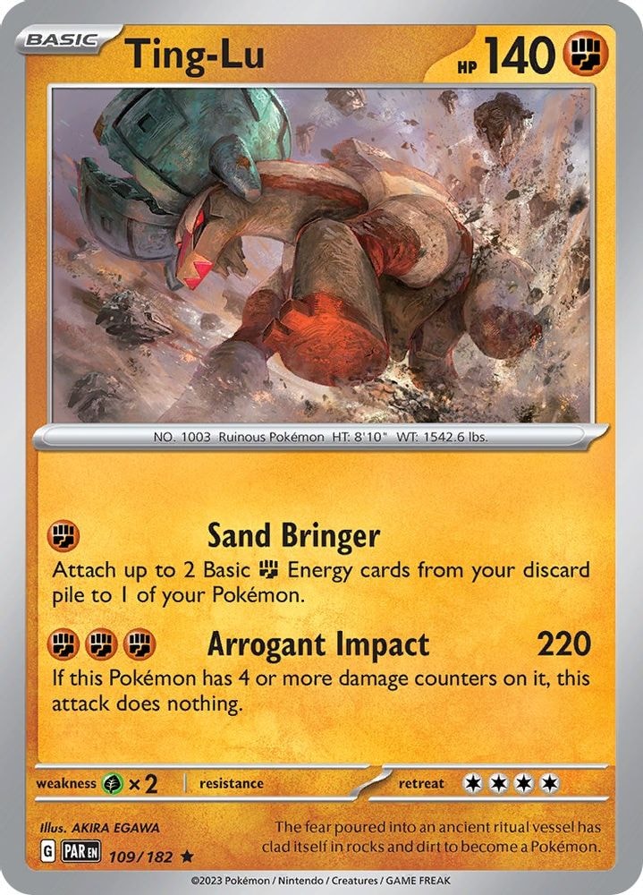 2023 Pokemon: SV04: Paradox Rift (PAR) - Ting-Lu (#109/182, Rare) (Holofoil, Near Mint)