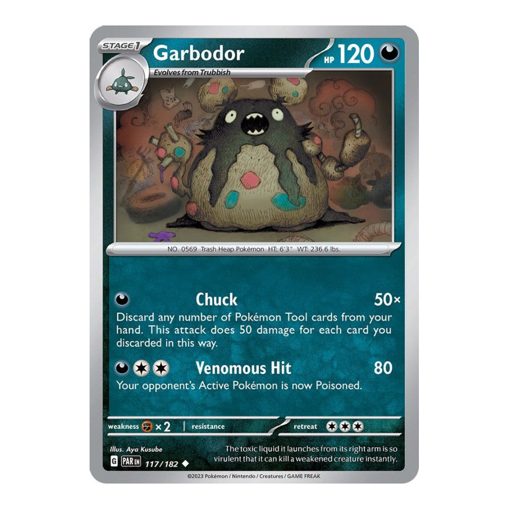 2023 Pokemon: SV04: Paradox Rift (PAR) - Garbodor 117 182 (#117/182, Uncommon)