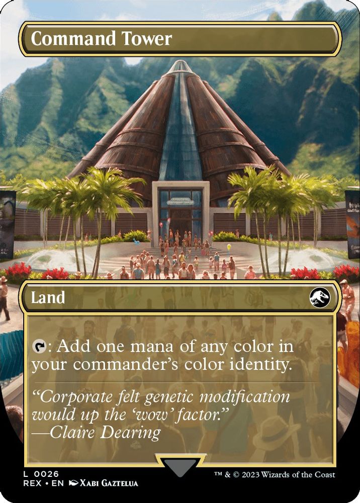 2023 Magic: The Gathering: Universes Beyond: Jurassic World Collection (REX) - Command Tower Borderless (#26, Land) (, Near Mint)