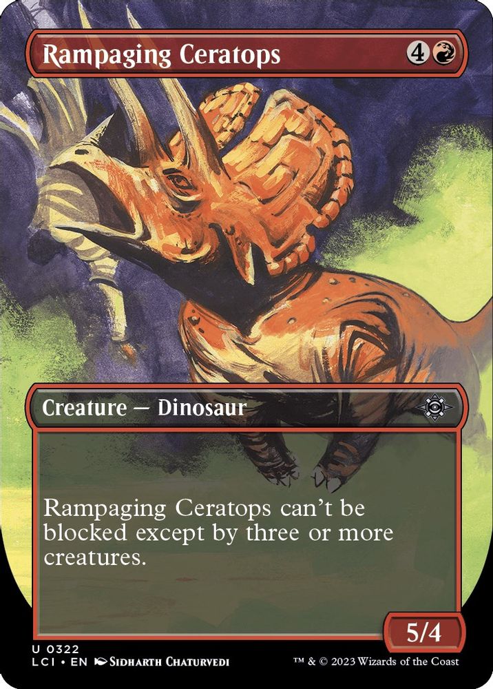2023 Magic: The Gathering: The Lost Caverns of Ixalan (LCI) - Rampaging Ceratops Borderless (#322, Uncommon) (Foil, Near Mint)