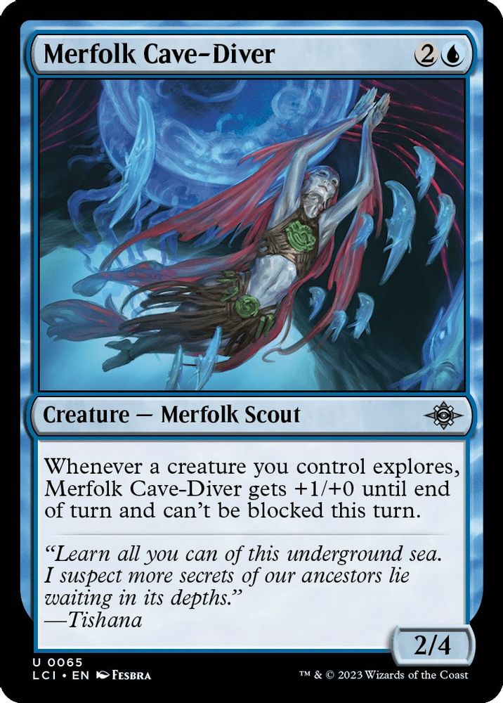 2023 Magic: The Gathering: The Lost Caverns of Ixalan (LCI) - Merfolk Cave Diver (#65, Uncommon)