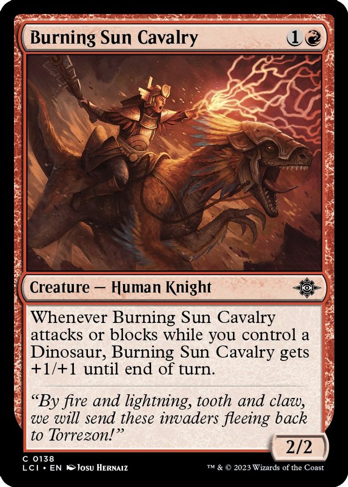 2023 Magic: The Gathering: The Lost Caverns of Ixalan (LCI) - Burning Sun Cavalry (#138, Common)