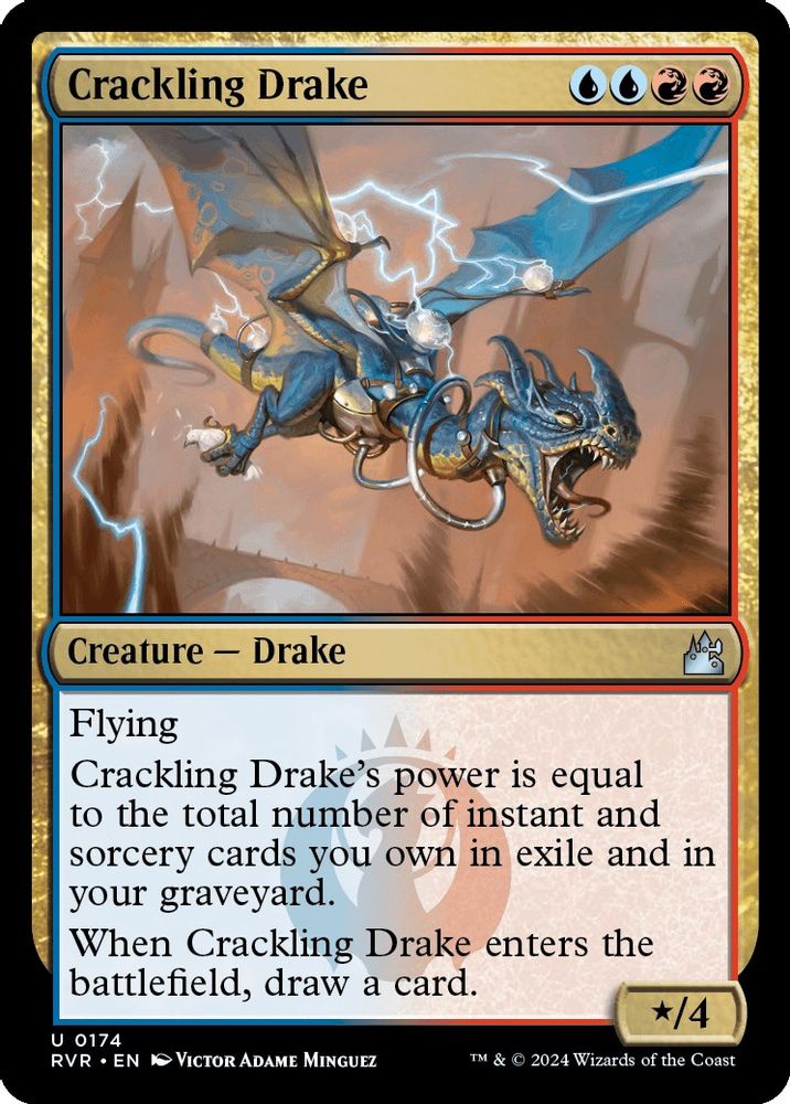 2024 Magic: The Gathering: Ravnica Remastered (RVR) - Crackling Drake (#174, Uncommon)