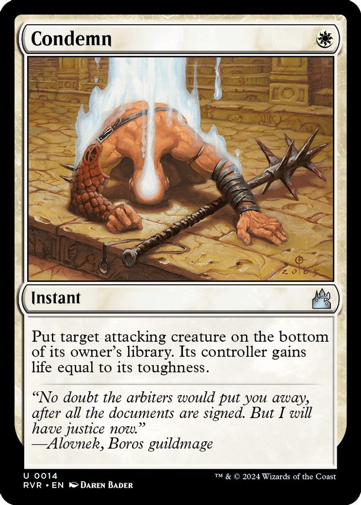 2024 Magic: The Gathering: Ravnica Remastered (RVR) - Condemn (#14, Uncommon) (, Near Mint)