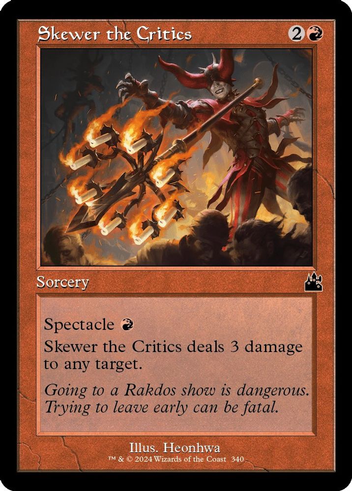 2024 Magic: The Gathering: Ravnica Remastered (RVR) - Skewer the Critics Retro Frame (#340, Common) (, Near Mint)