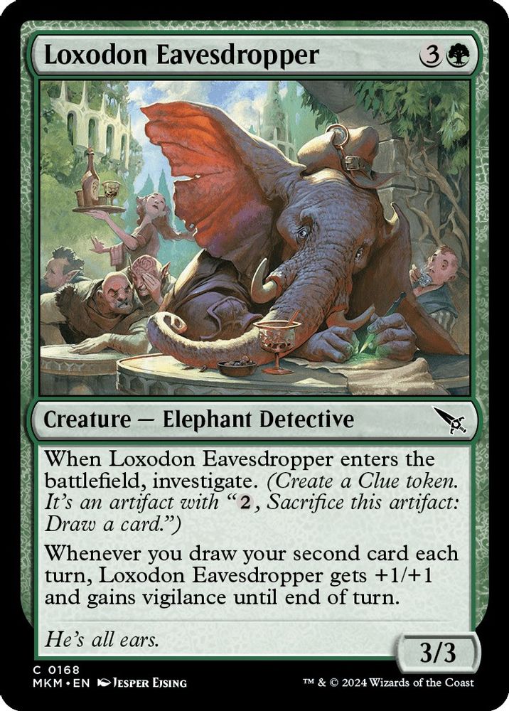 2024 Magic: The Gathering: Murders at Karlov Manor (MKM) - Loxodon Eavesdropper (#168, Common)