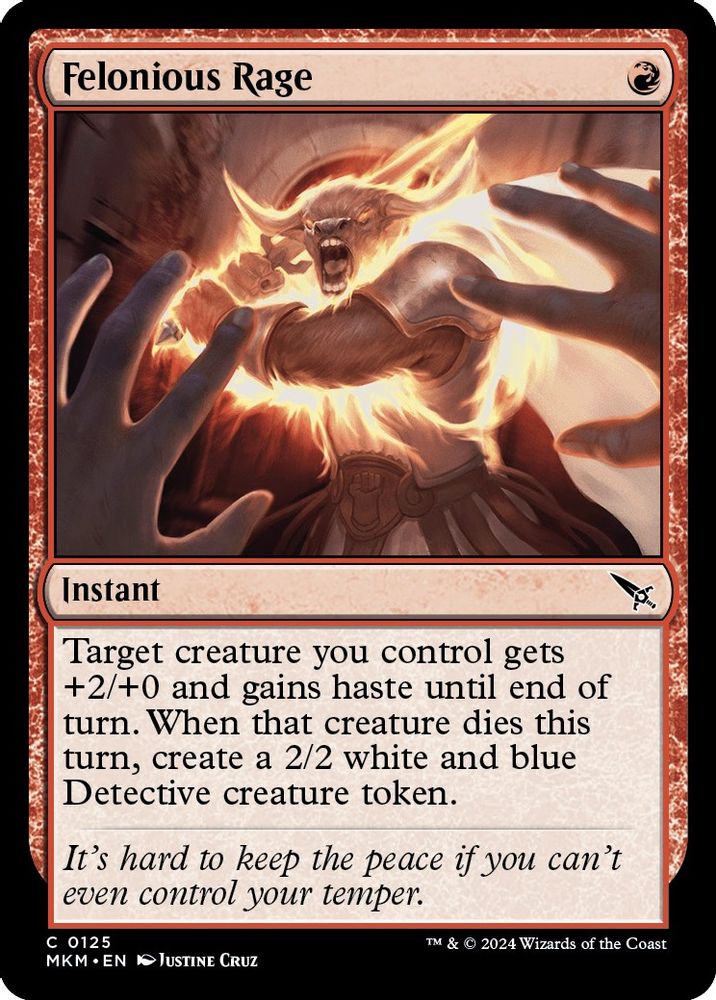 2024 Magic: The Gathering: Murders at Karlov Manor (MKM) - Felonious Rage (#125, Common) (, Near Mint)