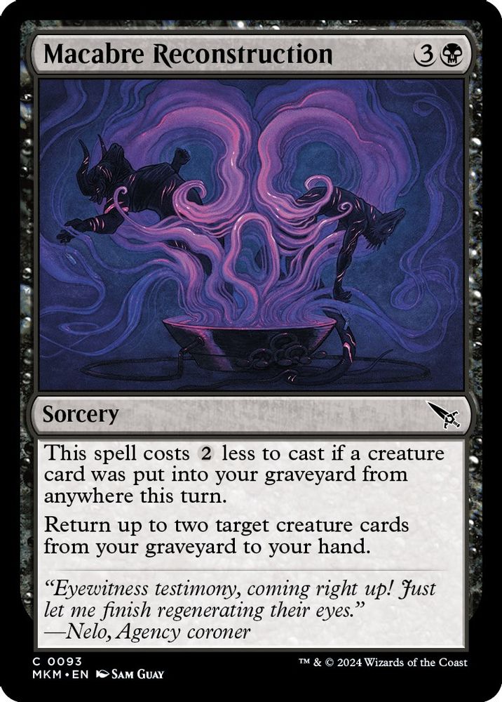 2024 Magic: The Gathering: Murders at Karlov Manor (MKM) - Macabre Reconstruction (#93, Common)