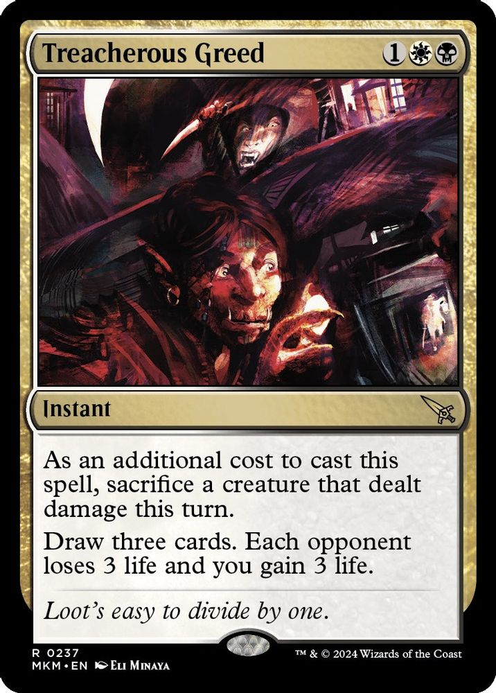 2024 Magic: The Gathering: Murders at Karlov Manor (MKM) - Treacherous Greed (#237, Rare) (, Near Mint)