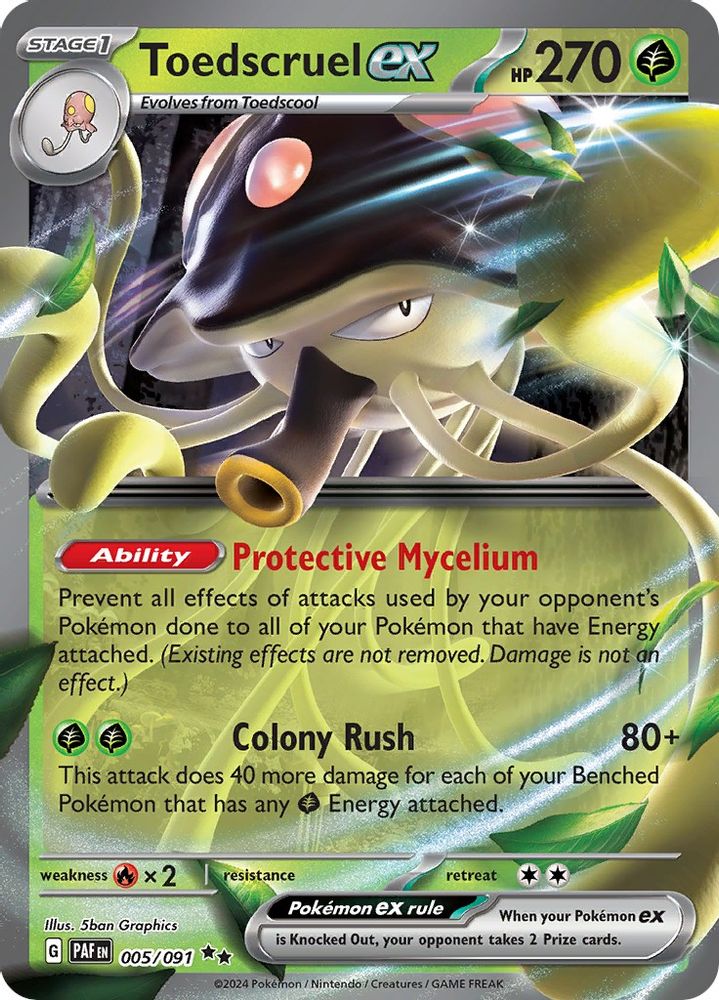 2024 Pokemon: SV: Paldean Fates (PAF) - Toedscruel ex 005 091 (#005/091, Double Rare) (Holofoil, Near Mint)