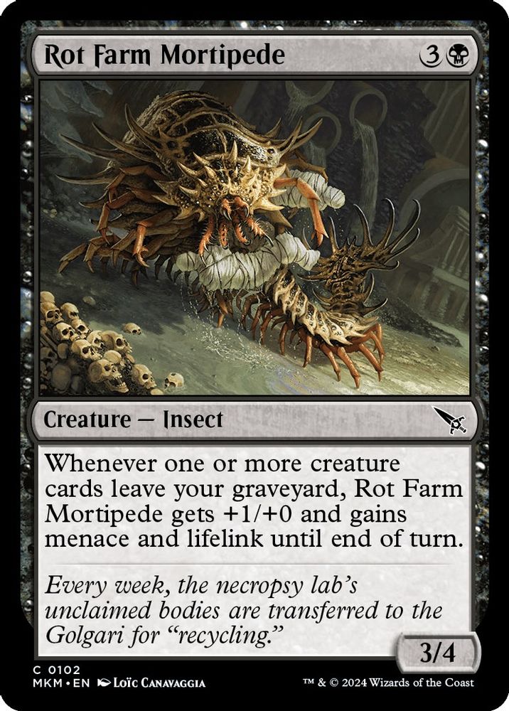 2024 Magic: The Gathering: Murders at Karlov Manor (MKM) - Rot Farm Mortipede (#102, Common)