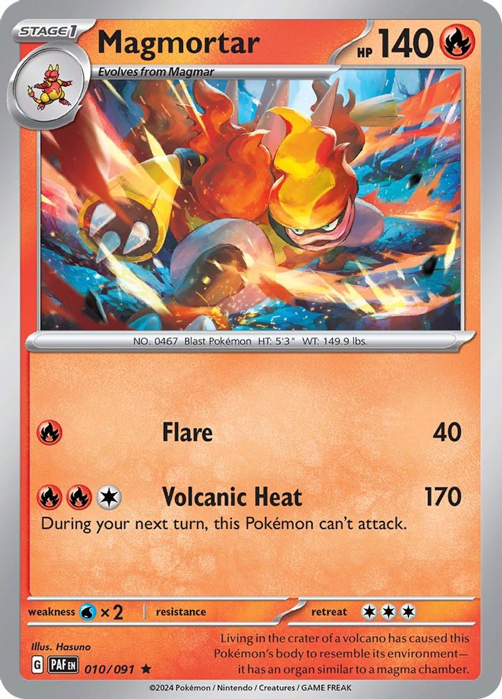 2024 Pokemon: SV: Paldean Fates (PAF) - Magmortar (#010/091, Rare)