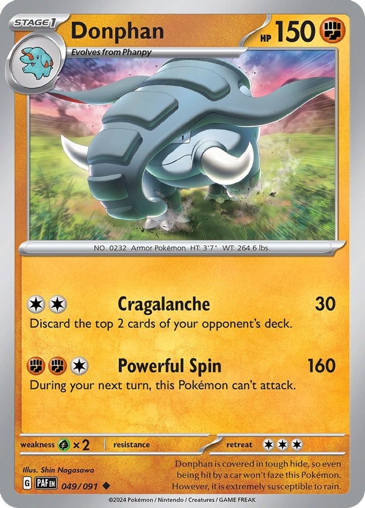 2024 Pokemon: SV: Paldean Fates (PAF) - Donphan (#049/091, Uncommon) (Reverse Holofoil, Near Mint)