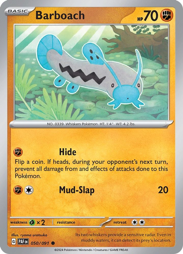 2024 Pokemon: SV: Paldean Fates (PAF) - Barboach (#050/091, Common) (Reverse Holofoil, Near Mint)