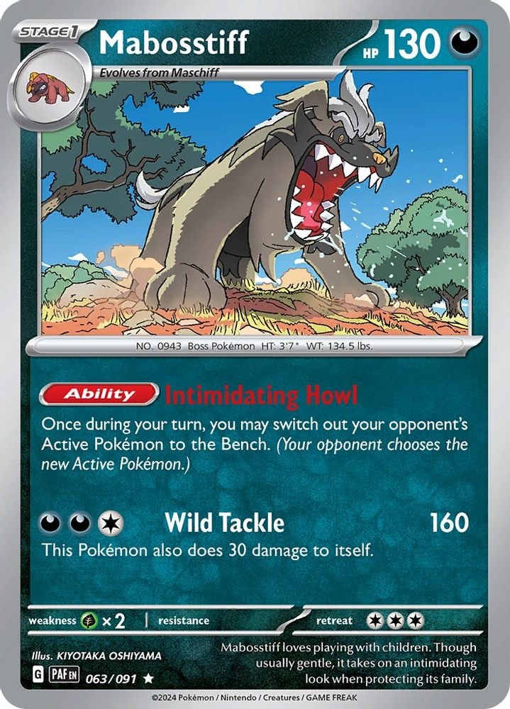 2024 Pokemon: SV: Paldean Fates (PAF) - Mabosstiff - 063/091 (#063/091, Rare) (Holofoil, Near Mint)