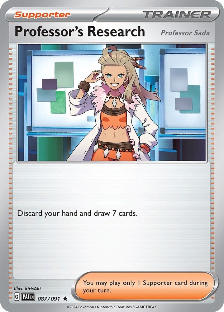 2024 Pokemon: SV: Paldean Fates (PAF) - Professor's Research [Professor Sada] - 087/091 (#087/091, Rare) (Holofoil, Near Mint)