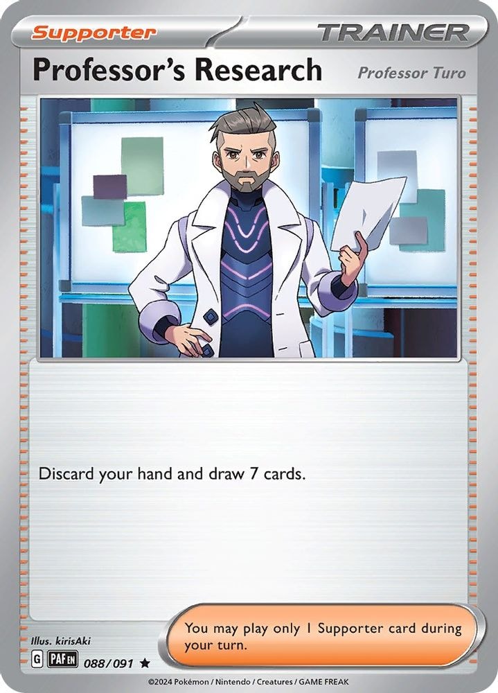 2024 Pokemon: SV: Paldean Fates (PAF) - Professor's Research [Professor Turo] - 088/091 (#088/091, Rare) (Holofoil, Near Mint)